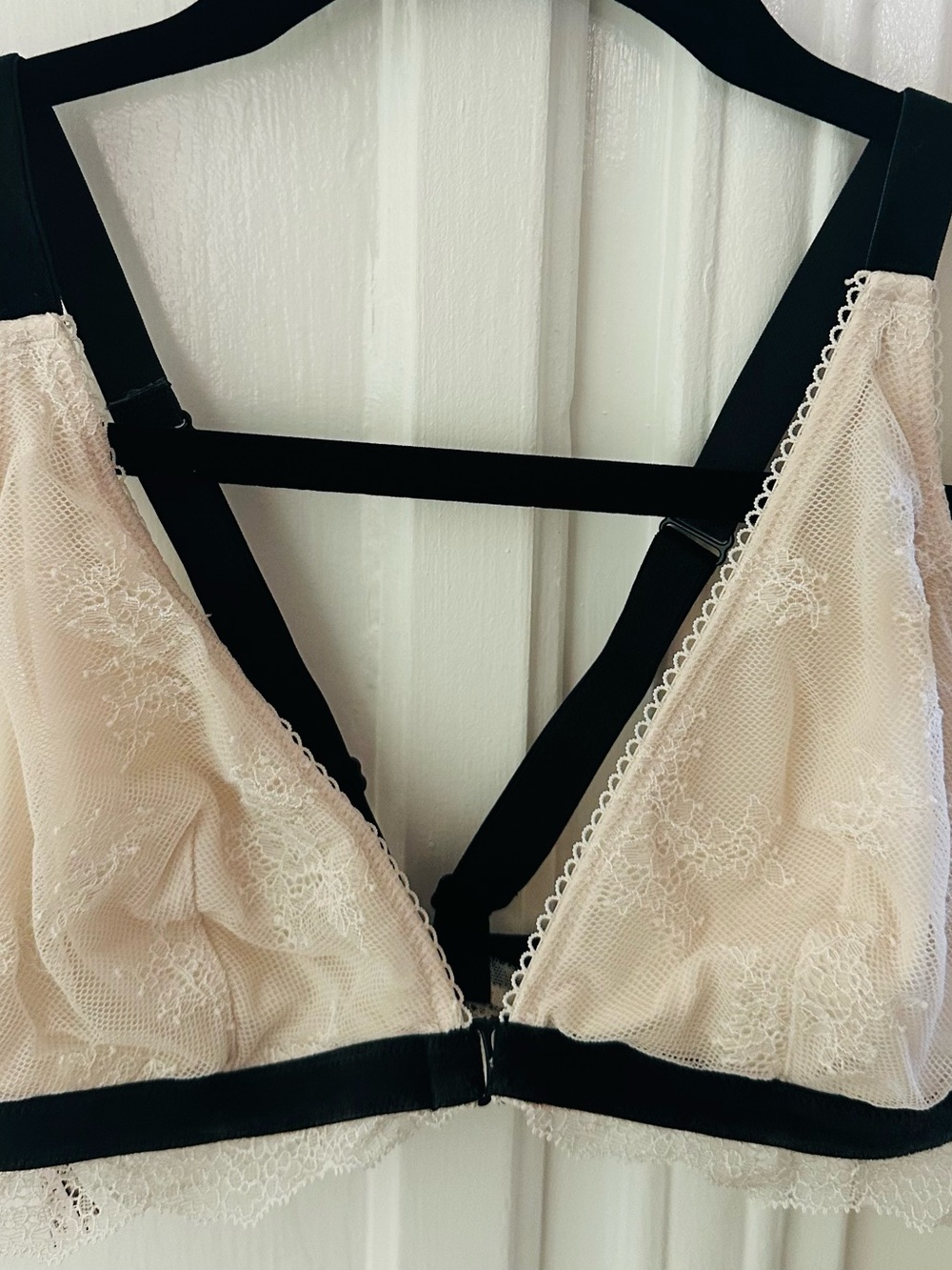 Victoria's Secret Blush Lace Bralette with Black Straps